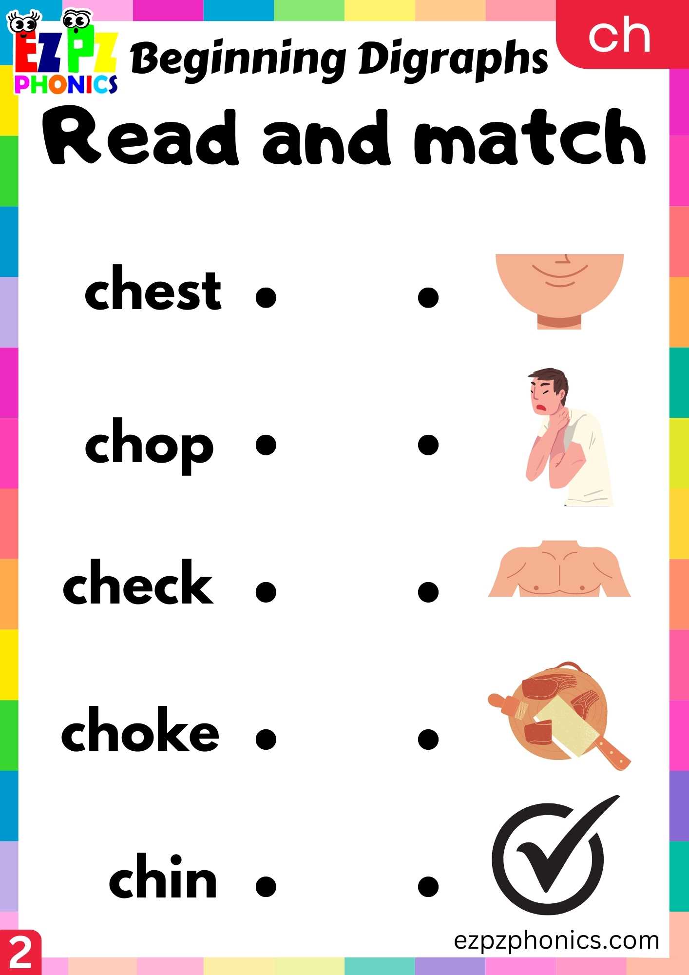 Group2 CH Words Read And Match Consonant Digraphs Phonics Beginning ...